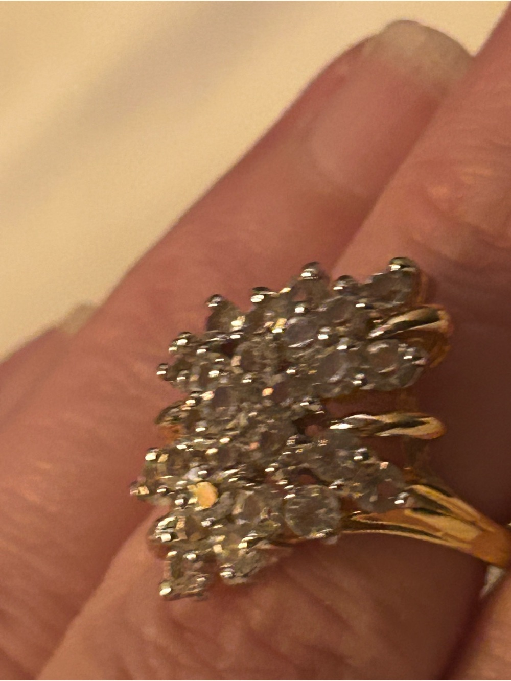 Vintage Gold-Tone Cluster Ring with Clear Stones - Picture 2 of 5